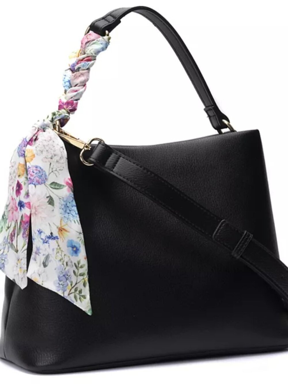 BCBGeneration Triple Compartment Satchel Bag with Woven Scarf Chain
